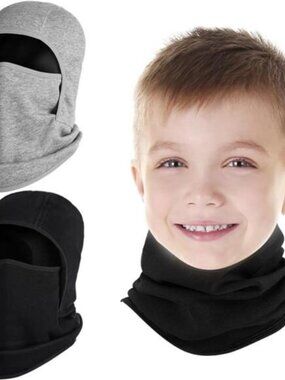2 Pack Kids Balaclava Face Mask for Boy Girl, Winter Hat Ski Mask for Cold